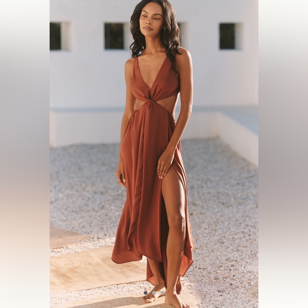 Celandine x Anthropologie Twist-Front Satin
Midi Dress - Size S